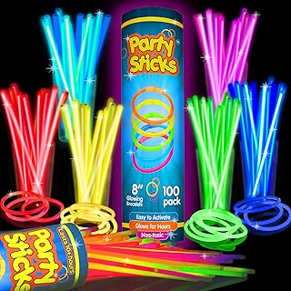PartySticks Glow Sticks Party Supplies 100pk – 8 Inch Neon Fun