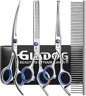 GLADOG Professional 5 in 1 Dog Grooming Scissors Set with Safety Tips