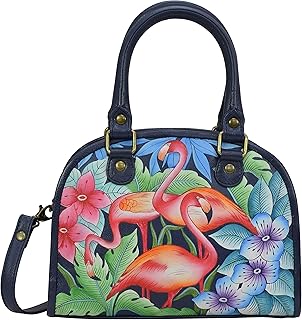 Hand Painted Women’s Genuine Leather Convertible Satchel – Flamingo Fever