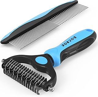 Pet Grooming Combo – Blue Deshedding Brush with Metal Comb