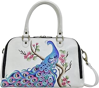 Women’s Hand-Painted Leather Wide Organizer Satchel by Anna