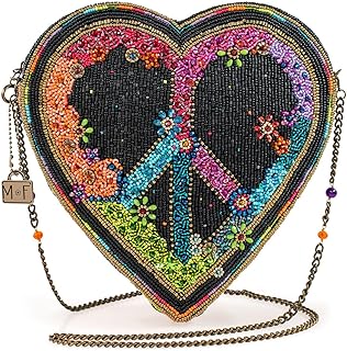 Peace Out Heart Beaded Crossbody Handbag – Colorful Statement Purse