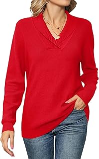 Ivicoer Women Long Sleeve V Neck Pullover Knitted Sweaters