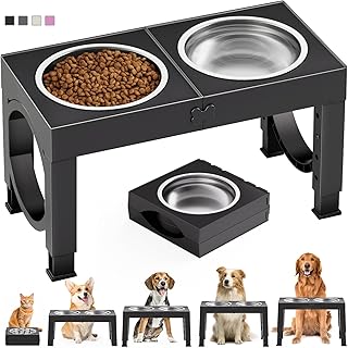 XIAZ Elevated Dog Bowls for Large Breed Dogs Adjustable Height