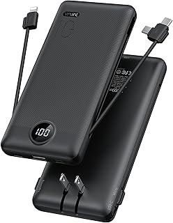 VRURC Portable Charger with Built-in Cables and AC Wall Plug