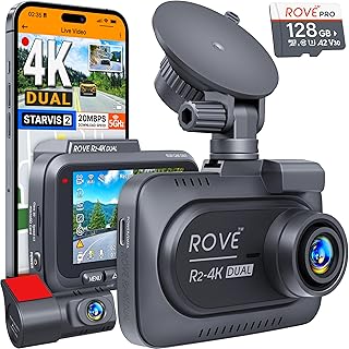 ROVE R2-4K DUAL Dash Cam with FREE 128GB Card Included