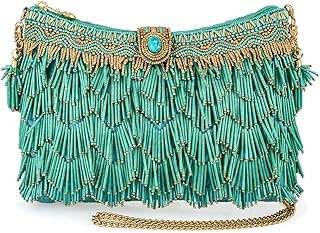 Shimmy Beaded Fringe Clutch Handbag – Mary Frances Boho Purse