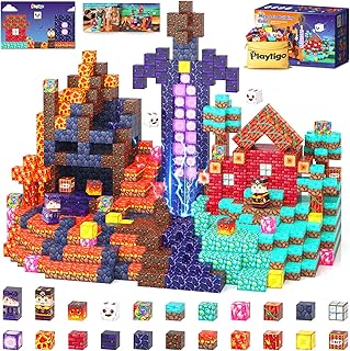 Playtigo 154PCS Magnetic Blocks Toy with Magnet Board for Kids
