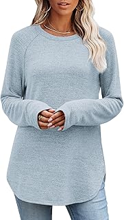 OFEEFAN Long Sleeve Shirts for Women – Dressy Casual Crew Neck