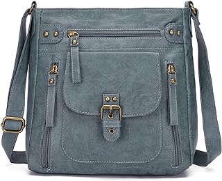 Crossbody Bags for Women, Medium PU Leather Multi Pocket Purses