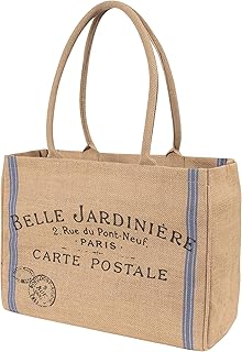 KAF Home Jute Market Tote Bag, Durable Handle & Zipper Pocket