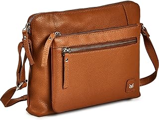 Small Soft Pebbled Real Leather Crossbody Handbags by Wise Owl