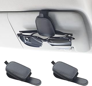 Yuoyar Sunglass Holder for Car – Magnetic Leather, 2 Packs
