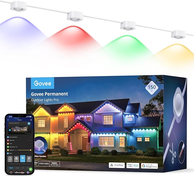 Govee Permanent Outdoor Lights Pro, 150ft with 90 RGBIC LED Lights