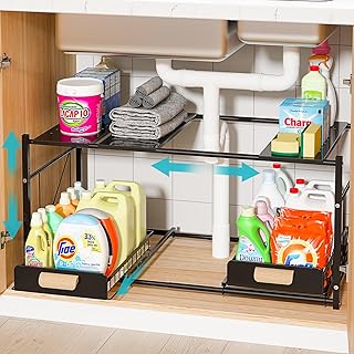 REALINN Extendable Under Sink Organizer – Adjustable Storage Shelf
