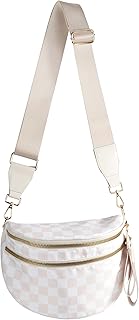 Spacious Checkered Nylon Crossbody Bag by FEIBOON