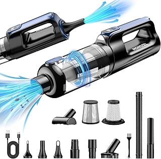 MONOZEL Portable Cordless Car Vacuum with LED Light and Multi-Nozzles