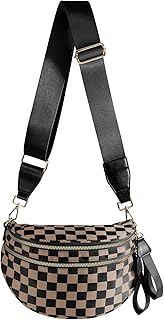 Black and White Checkered Crossbody Bag by Fashion Brand