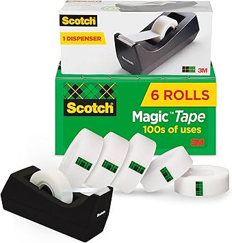 Scotch Magic Tape, 6 Rolls with Dispenser
