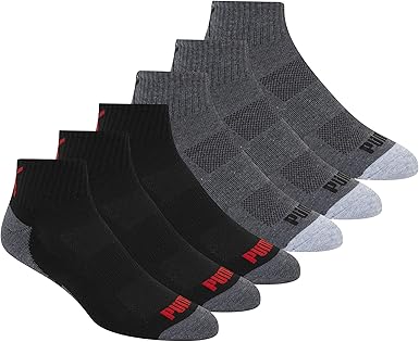 PUMA Mens 6 Pack Quarter Crew Socks