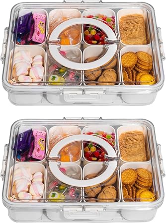 WACOI Snack Tray with Lid – 2 Packs