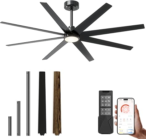 CubiCubi 72 Inch Ceiling Fan with Lights