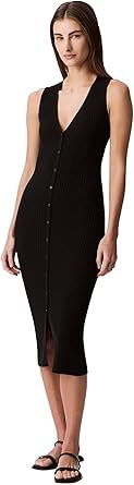 Calvin Klein Cotton Rib V-Neck Dress