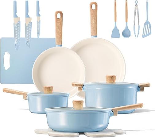 CAROTE 24pcs Ceramic Cookware Set
