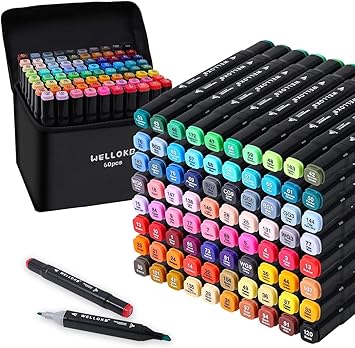 WELLOKB 60 Colors Alcohol Markers