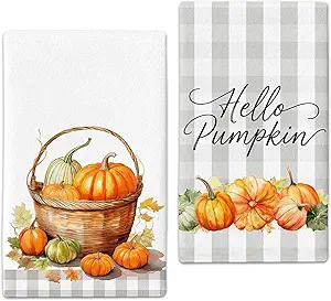 Hello Pumpkin Fall Kitchen Towels Set