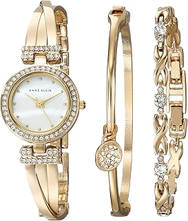 Anne Klein Crystal Bangle Watch Set