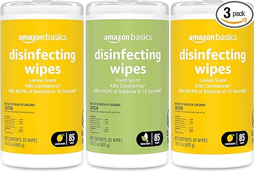 Amazon Basics Disinfecting Wipes – Lemon