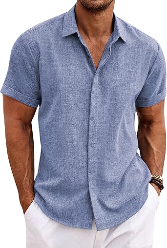 COOFANDY Men’s Linen Short Sleeve Shirt