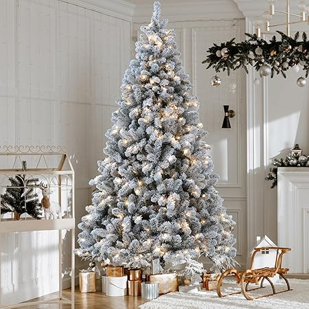 Edergoo Flocked Prelit Christmas Tree