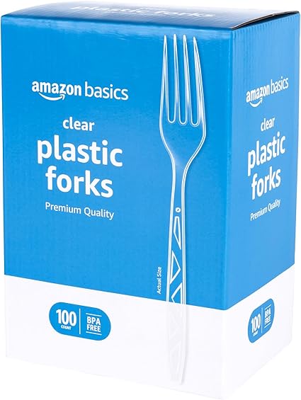 Amazon Basics Clear Plastic Forks 100ct