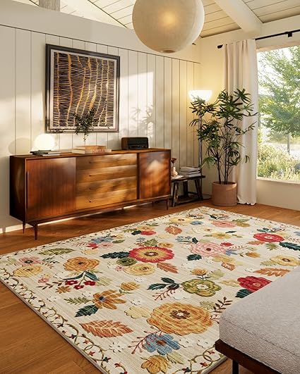 Machine Washable Area Rug – Floral Vintage