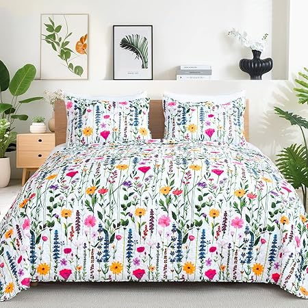 ROMROL Queen Size Floral Quilt Set
