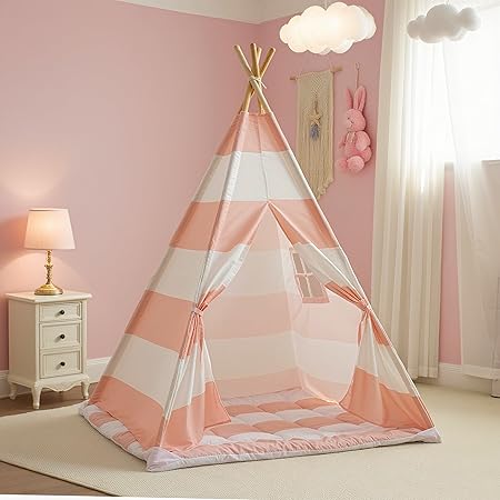 Teepee Tent for Kids – Stripe Pink