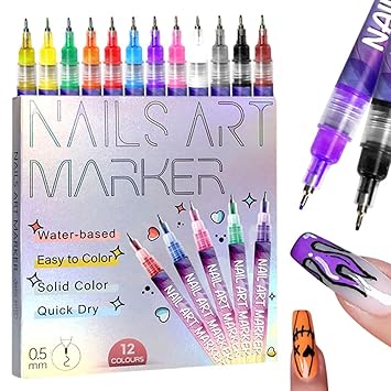 12 Color Nail Art Pens Set