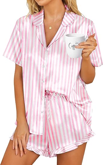 HOTOUCH Womens Satin Pajamas Set