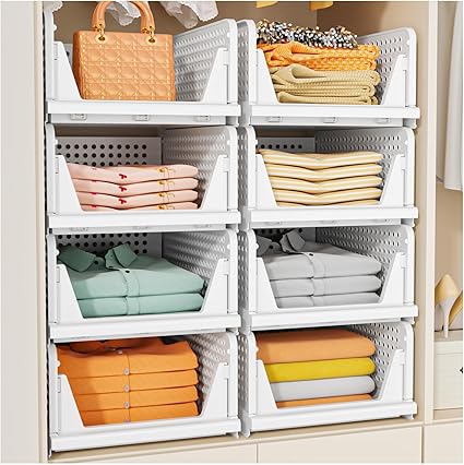 SNSLXH Stackable Closet Storage Basket