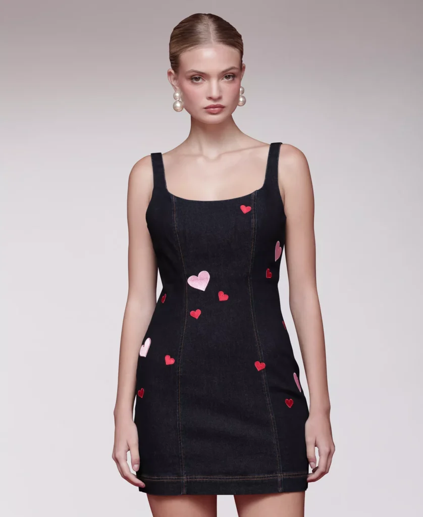 Avec Les Filles Heart Patch Mini Dress