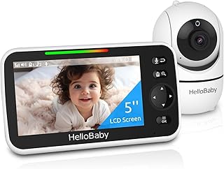 HelloBaby No WiFi Baby Monitor 5″ Screen 30-Hour Battery Pan-Tilt-Zoom Video Upgrade with Camera and Audio, Night Vision, VOX, 2-Way Talk, 8 Lullabies and 1000ft Range, HB6550 — 37% OFF | Only $63.15