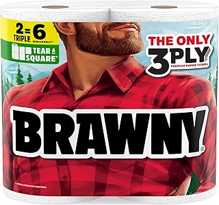 Brawny Tear-A-Square 3-Ply Paper Towels, 2 Triple Rolls = 6 Regular Rolls, Strong, Absorbent, and Durable with 3 Sheet Sizes (Quarter, Half, Full) — 78% OFF | Only $5.00