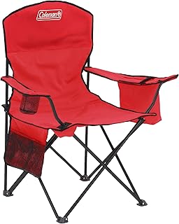 Coleman Portable Camping Chair with 4-Can Cooler, Cushioned Seat & Back with Side Pockets & Cup Holder, Carry Bag Included, Great for Camping, Tailgating, Firepits, Patio, & More — 35% OFF | Only $34.99