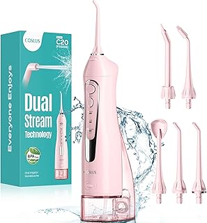 COSLUS Water Dental Flosser Teeth Pick C20: ADA Accepted, Portable Cordless Oral Irrigator 300ML Rechargeable Travel Irrigation Cleaner IPX7 Waterproof Electric Flossing Machine for Teeth, Pink — 76% OFF | Only $11.19