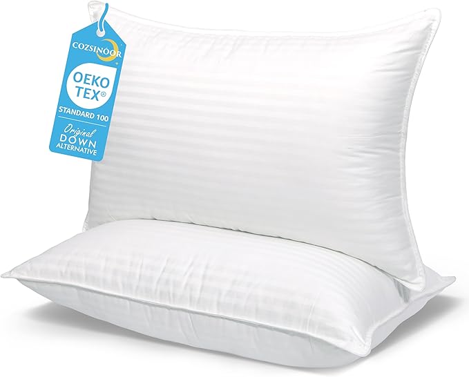 COZSINOOR Bed Pillows for Sleeping Queen Size – Hotel Quality Set of 2 – Breathable Cooling Down Alternative Microfiber Filled for Back, Stomach, Side Sleepers Skin-Friendly — 28% OFF | Only $21.50