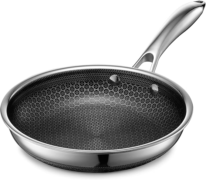 HexClad 8 Inch Hybrid Nonstick Frying Pan, Stay-Cool Handle, Dishwasher and Oven Safe, Induction Ready, Compatible with All Cooktops — 23% OFF | Only $99.33