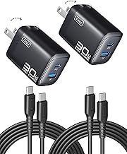 INIU Mini USB C Charger, 30W GaN Fast Charging ETL Certified Wall Adapter Block with Samrt Phone Protection, Dual Port with 5ft Type C Cable for iPhone 17 iPad Samsung Google Switch etc [2-Pack Black] — 43% OFF | Only $10.31