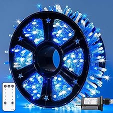 JMEXSUSS 500 LED Blue and White Christmas Lights, 8 Modes… — 59% OFF | Only $17.98